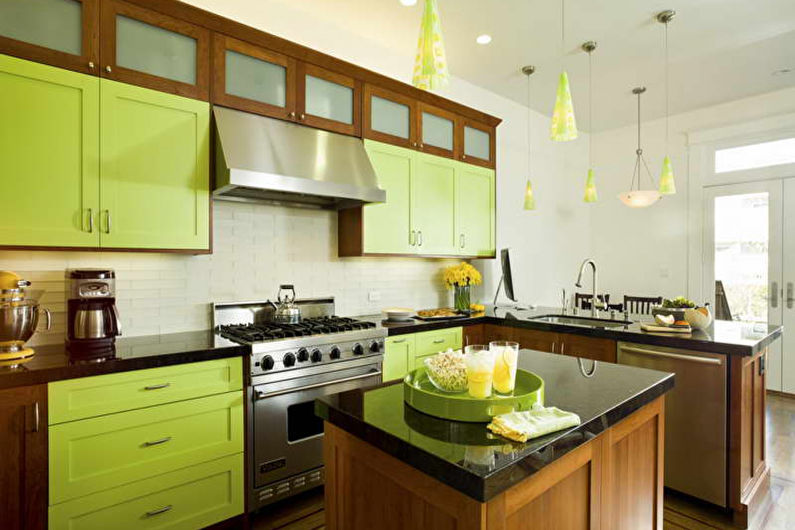 Verde con marrón: la combinación de colores en el interior