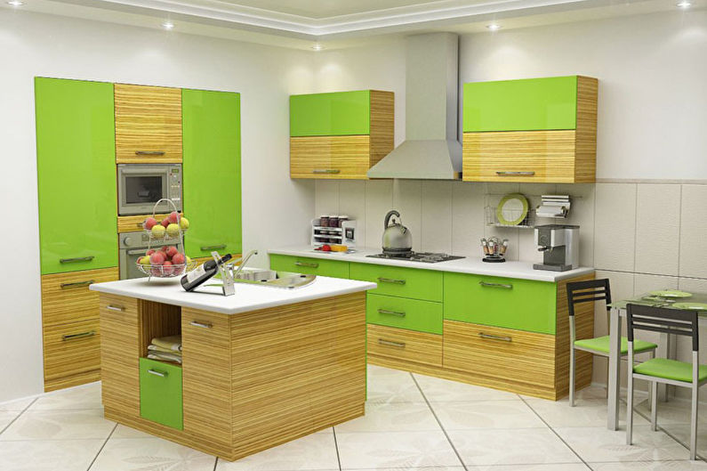 Colore verde all'interno della cucina - foto