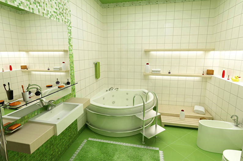 Groene kleur binnen de badkamers - foto