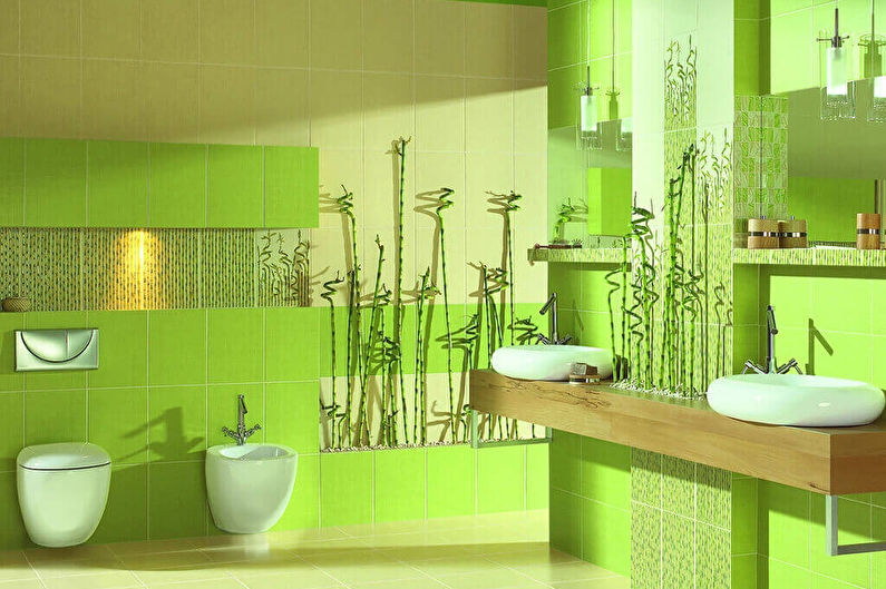 Color verde en el interior del baño - foto