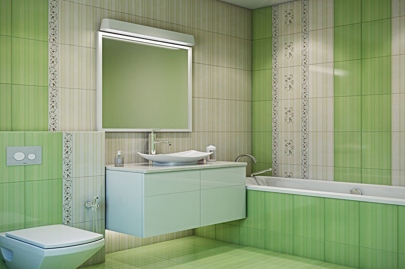 Couleur verte à l'intérieur de la salle de bain - photo