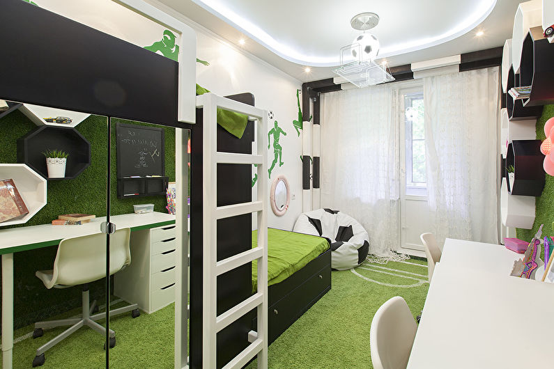 Color verde en el interior de una habitación infantil - foto