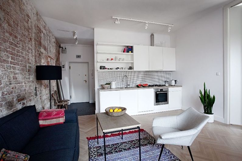 Diseño interior de una cocina-sala de estar en un pequeño apartamento - foto