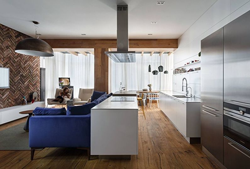 Diseño interior de una cocina-sala de estar - foto