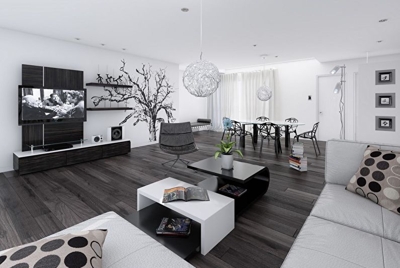 Muebles para interior en blanco y negro.