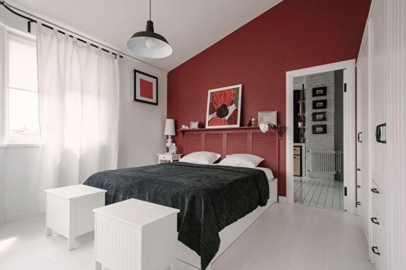 Blanco y negro y rojo: la combinación de colores en el interior