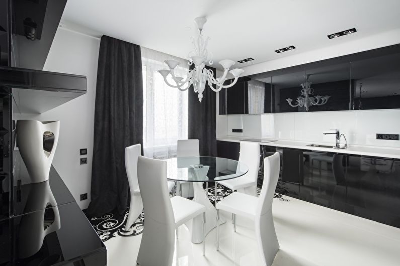 Design d'intérieur de cuisine noir et blanc - photo