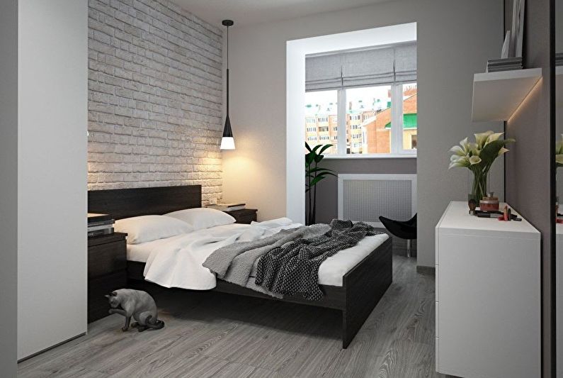 Design de interiores de quarto preto e branco - foto