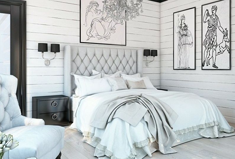 Design de interiores de quarto preto e branco - foto