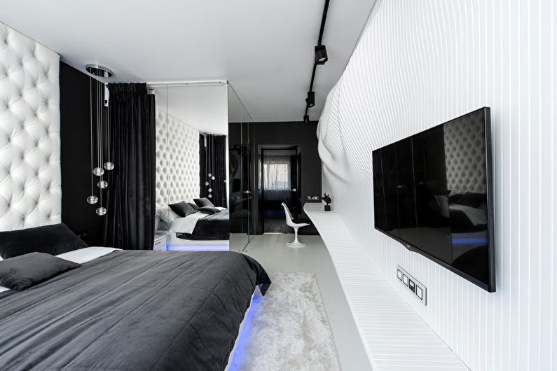 Design de interiores de quarto preto e branco - foto