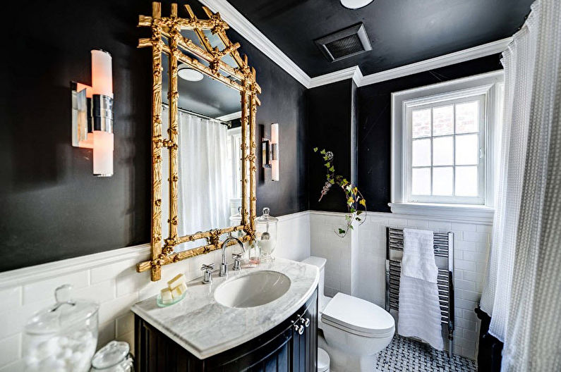 Design d'intérieur d'une salle de bain en noir et blanc - photo