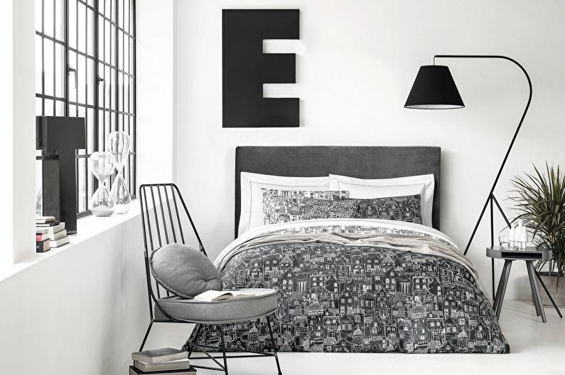 Design de interiores de um quarto infantil em preto e branco - foto