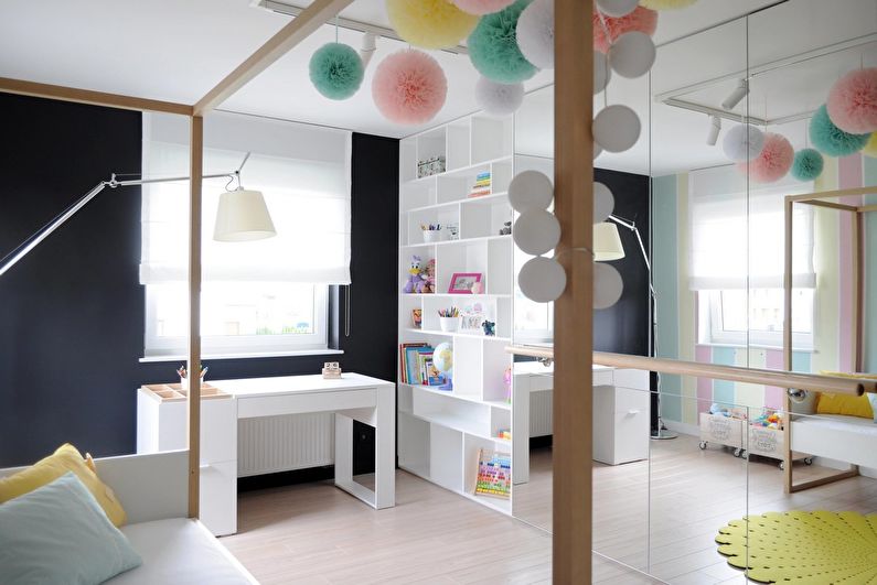 Design de interiores de um quarto infantil em preto e branco - foto