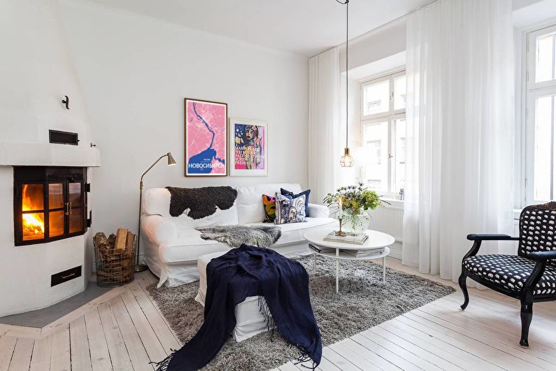 Tende per il soggiorno (sala) in stile scandinavo - foto