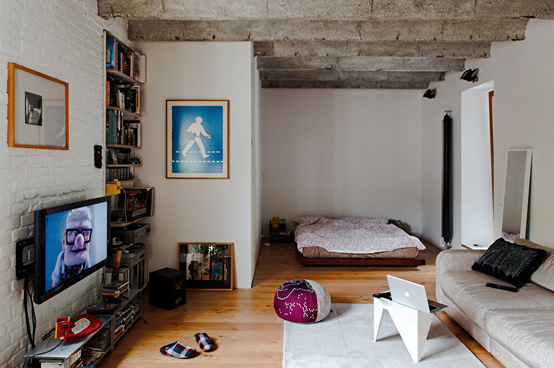 Cozy “book” loft - Zoning of a one-room apartment