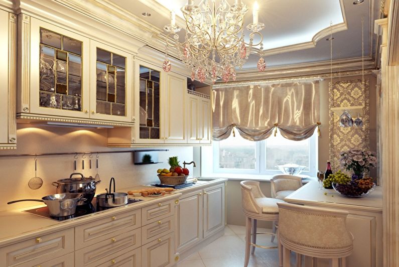 Plasterboard ceiling design in the kitchen - photo