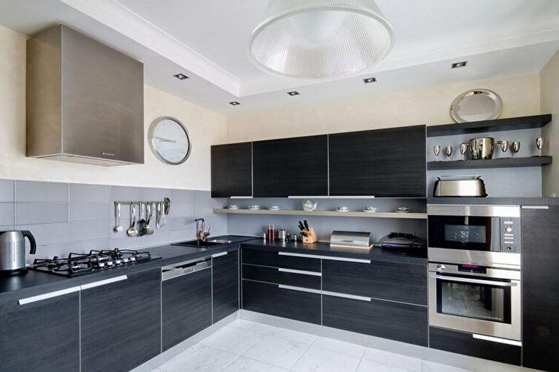 Plasterboard ceiling design in the kitchen - photo