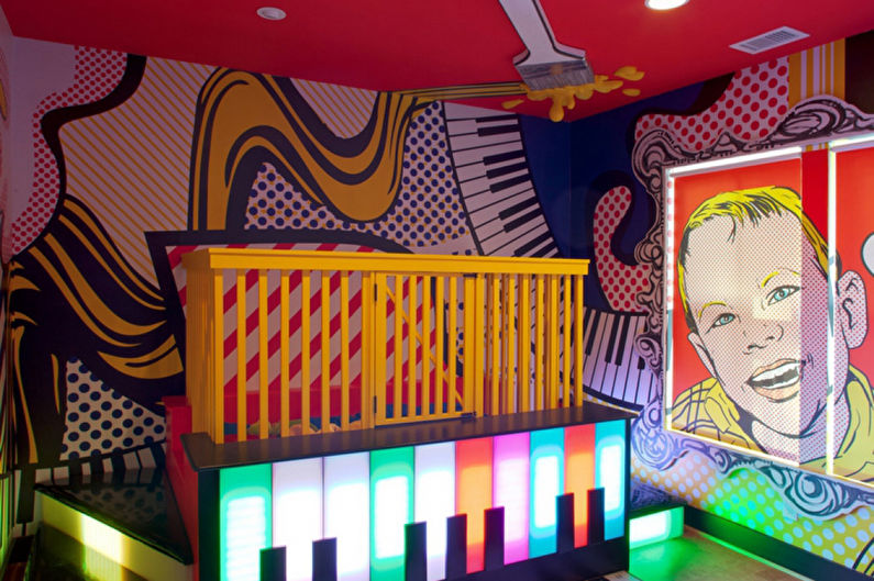 Behang voor kinderkamer in pop-art stijl.