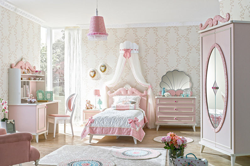 Papel pintado rosa para habitación infantil