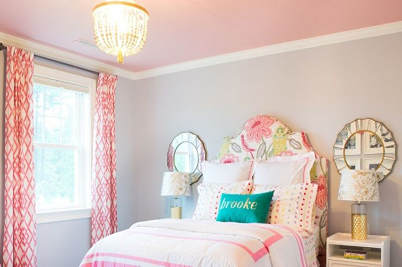 Stretch ceiling in the bedroom - Pastel shades