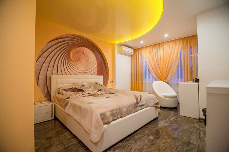 Plafond tendu dans la chambre - Couleurs vives