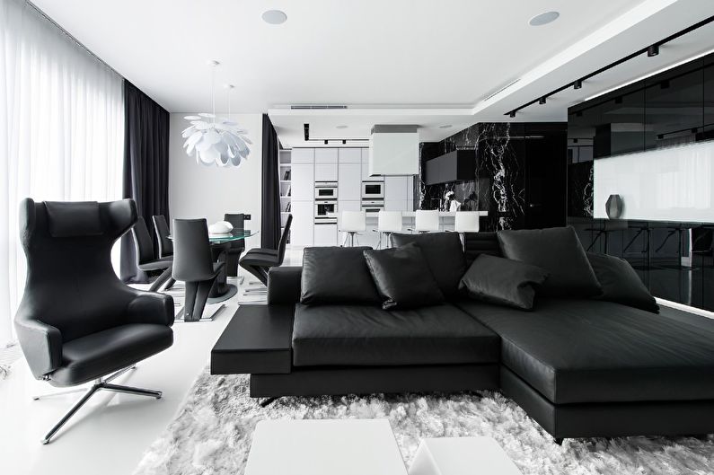 Color blanco y negro en el interior (90 fotos)