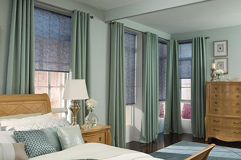 Rolled curtains for a bedroom - photo