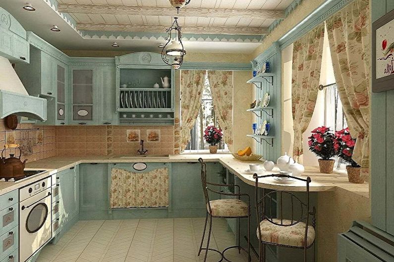 Kitchen 15 sq.m. in Provence style - Interior Design