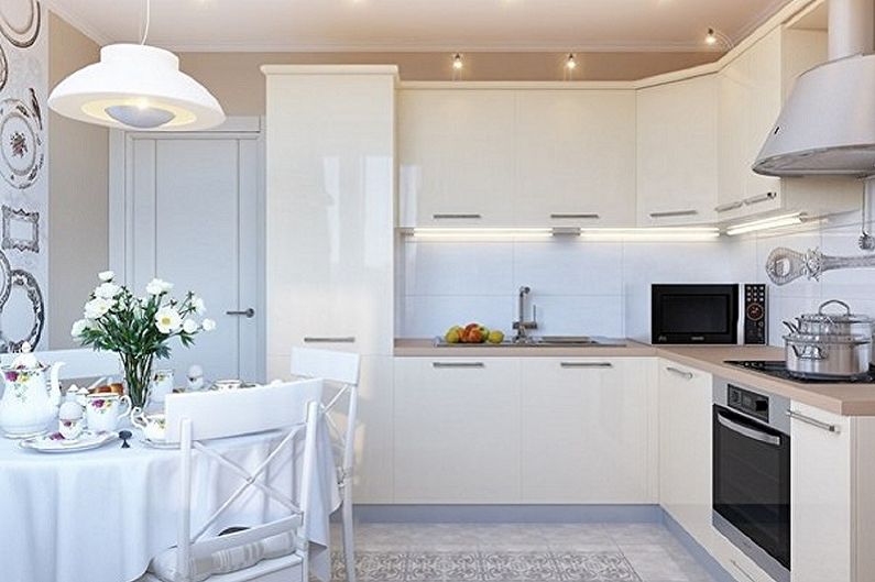 White kitchen 15 sq.m. - Interior Design