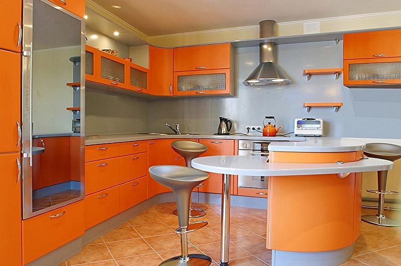 Orange kitchen 15 sq.m. - Interior Design