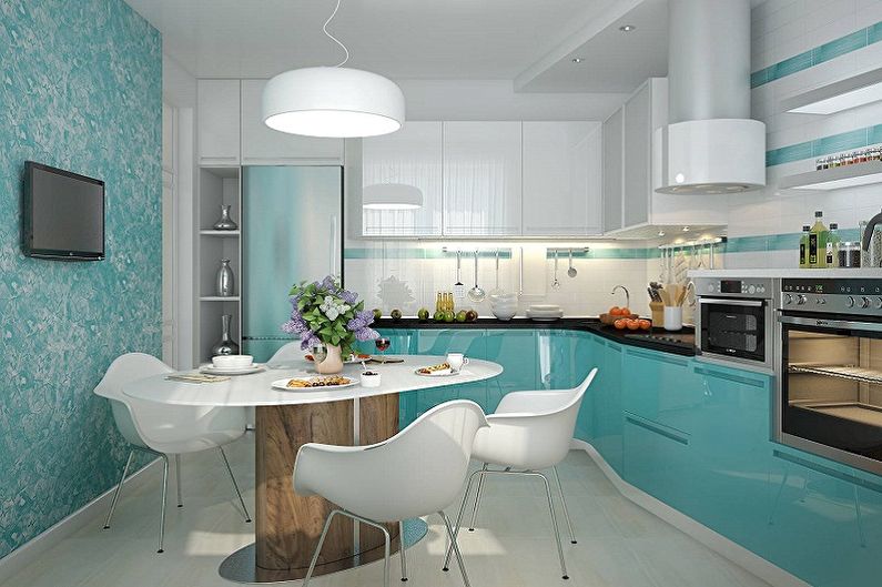 Kitchen design 15 sq.m. - wall decoration