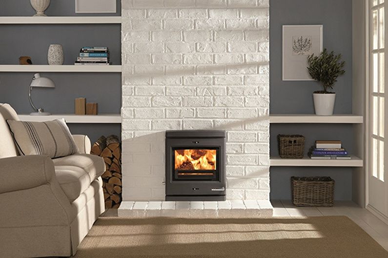 Electric fireplace in the interior