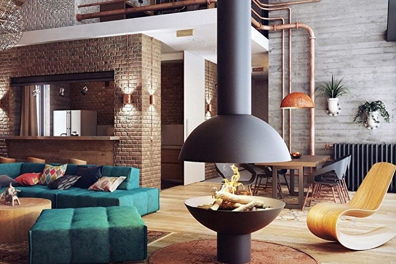 Loft style fireplace