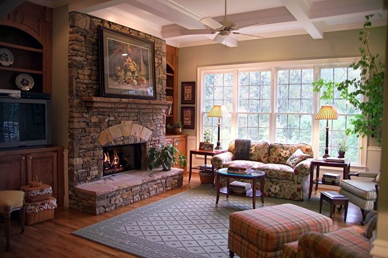 Fireplace in the interior - photo