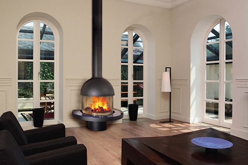 Fireplace in the interior - photo