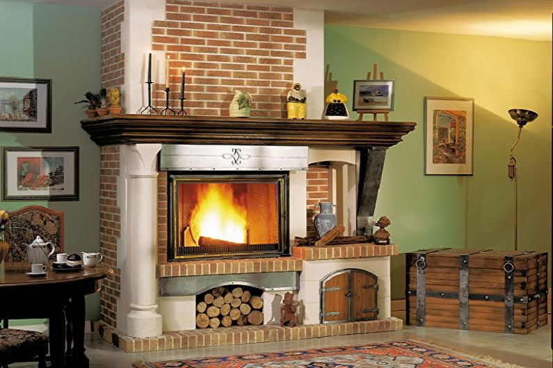 Fireplace in the interior - photo