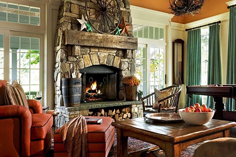 Fireplace in the interior - photo