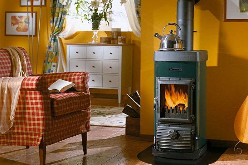 Fireplace in the interior - photo