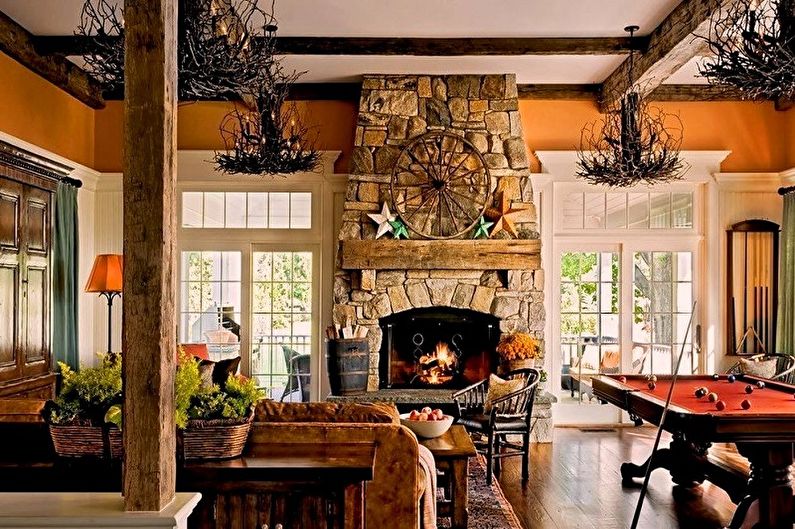 Fireplace in the interior - photo