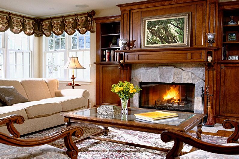 Fireplace in the interior - photo