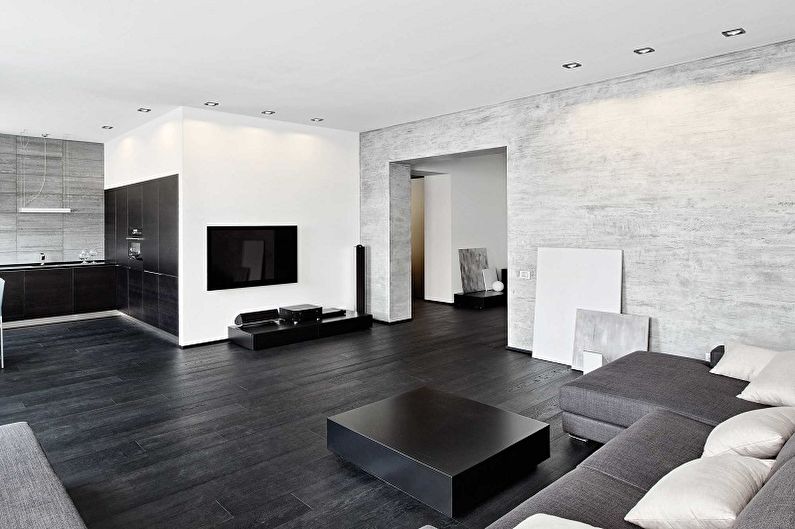 Soggiorno in stile high-tech in bianco e nero - Interior Design