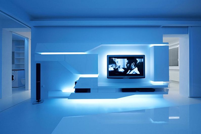 Soggiorno in stile high-tech blu - Interior Design