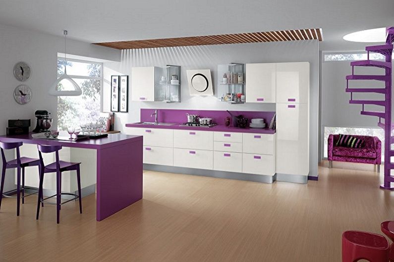 Purple Scandinavian style kitchen - Interior Design