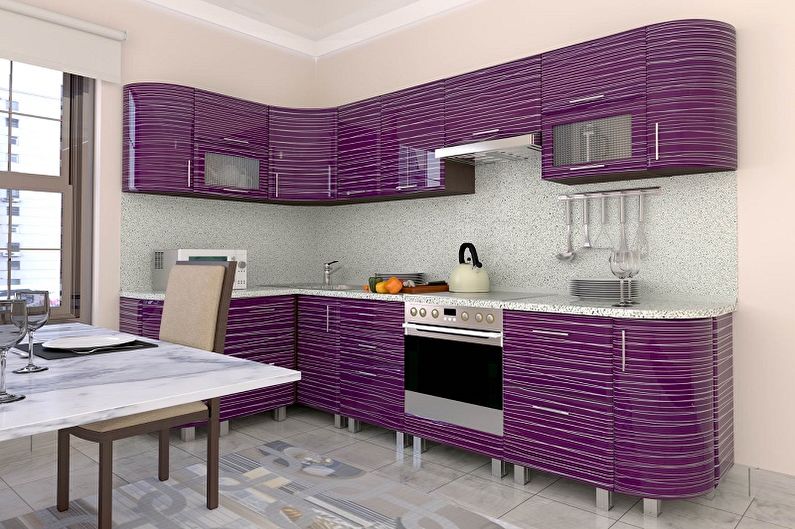 Purple kitchen - interior design photo