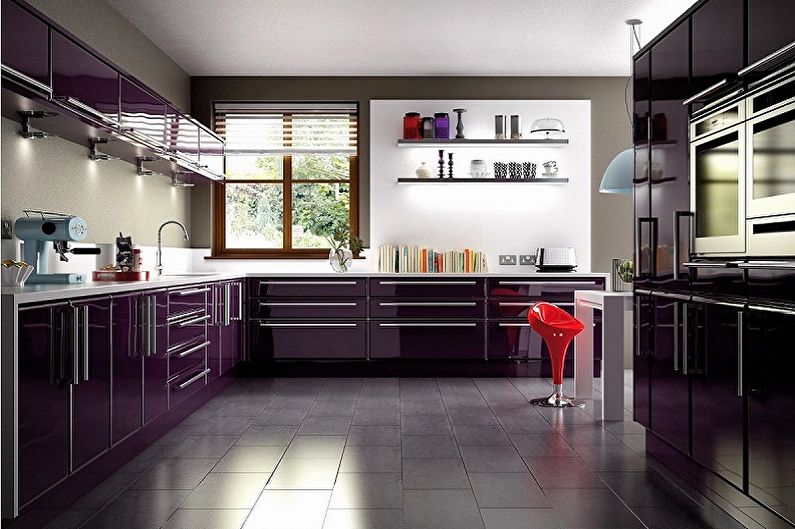 Bucătărie violet - fotografie de design interior