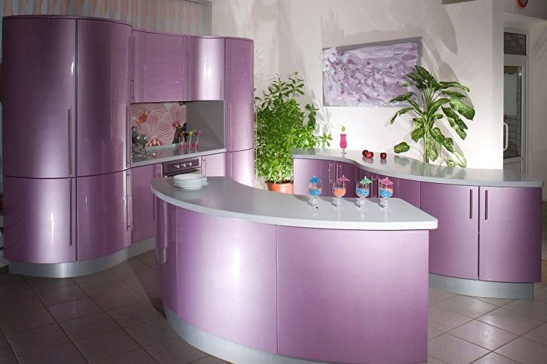 Paarse keuken - interieur design foto