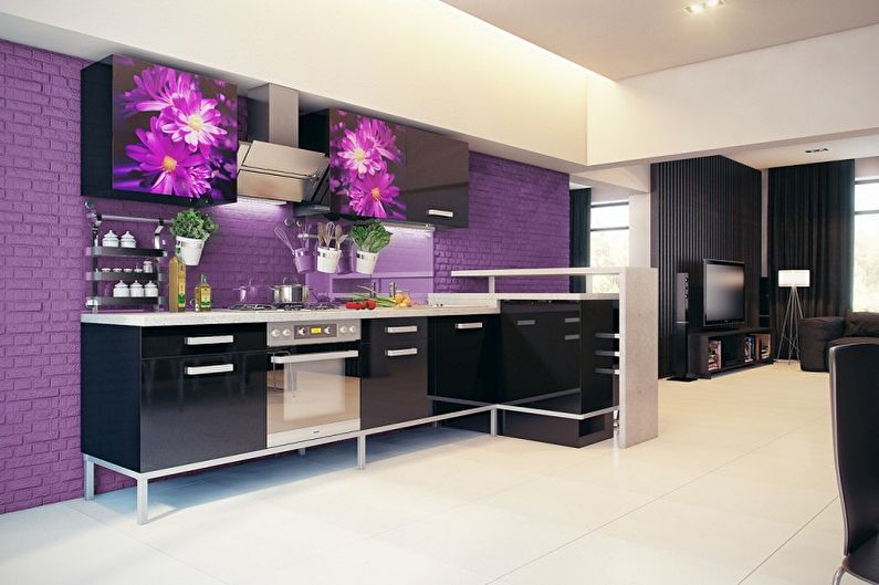 Cocina púrpura - foto de diseño de interiores