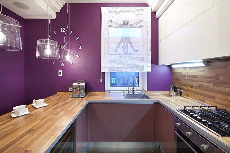 Purple kitchen - interior design photo