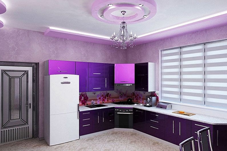 Purple kitchen - interior design photo