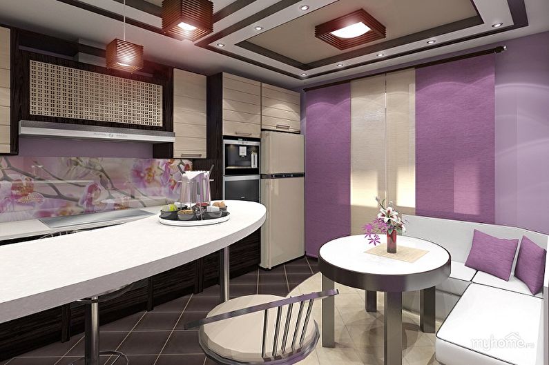 Purple kitchen - interior design photo